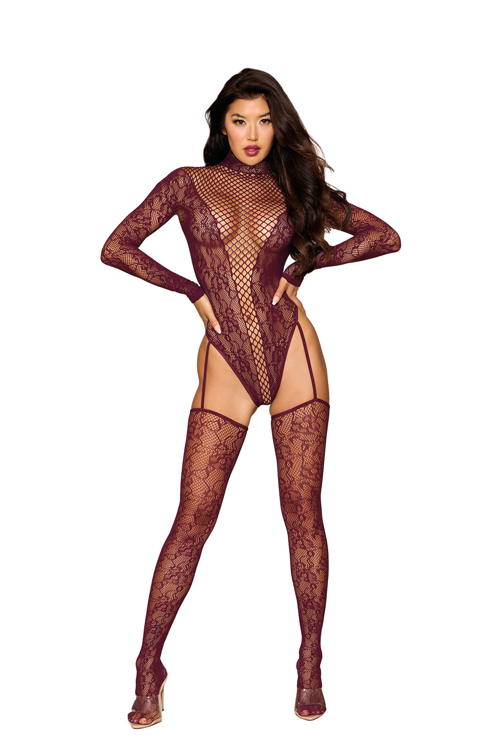 Merlot Lace Garter Bodystocking